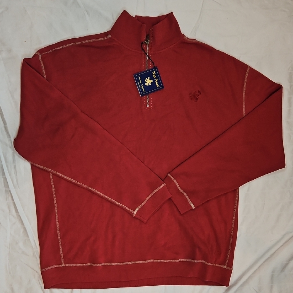 Nat Nast Red Zip Up Sweater Classic Knit
